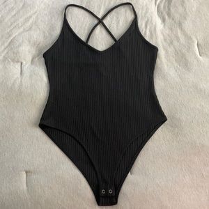 High cut Black Bodysuit